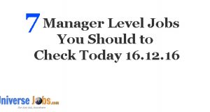 7 Manager Level Jobs You Should to Check Today 16.12.16