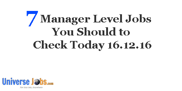 7 Manager Level Jobs You Should to Check Today 16.12.16